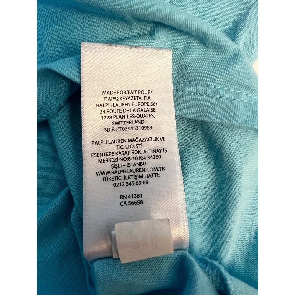 Polo Ralph‎ Lauren Baby Long Sleeve T Shirt Surf Bear Graphic Blue Sz 12mo